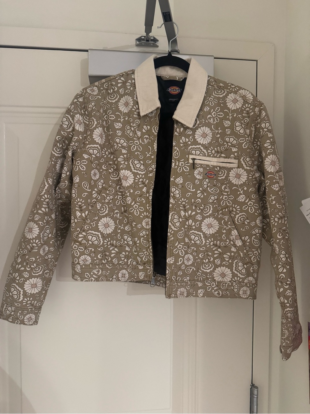 Dickies Cream Corduroy Collar Jacket with Interior Black Lining